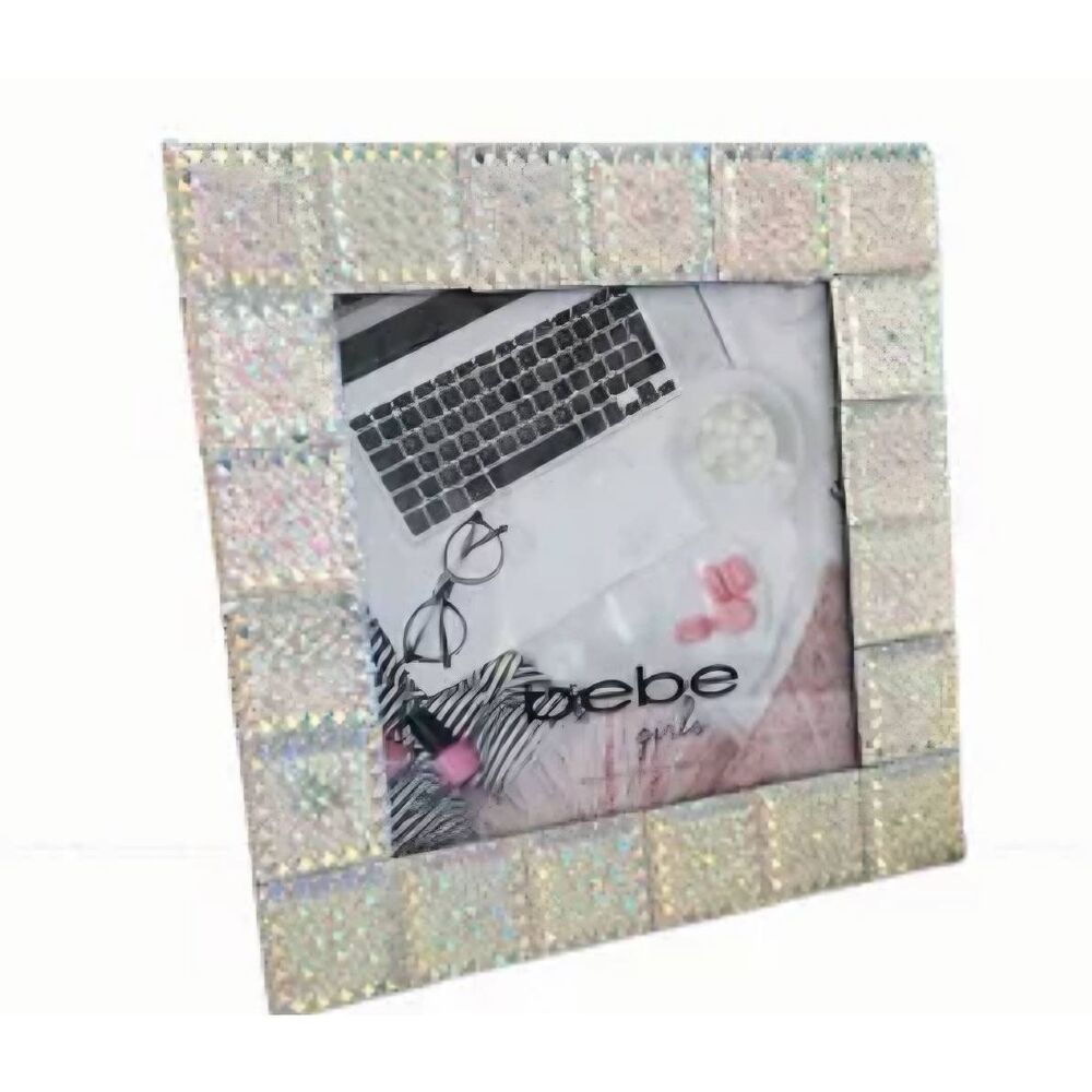 Bebe Girls Iridescent Rhinestone 4x4 Photo Frane